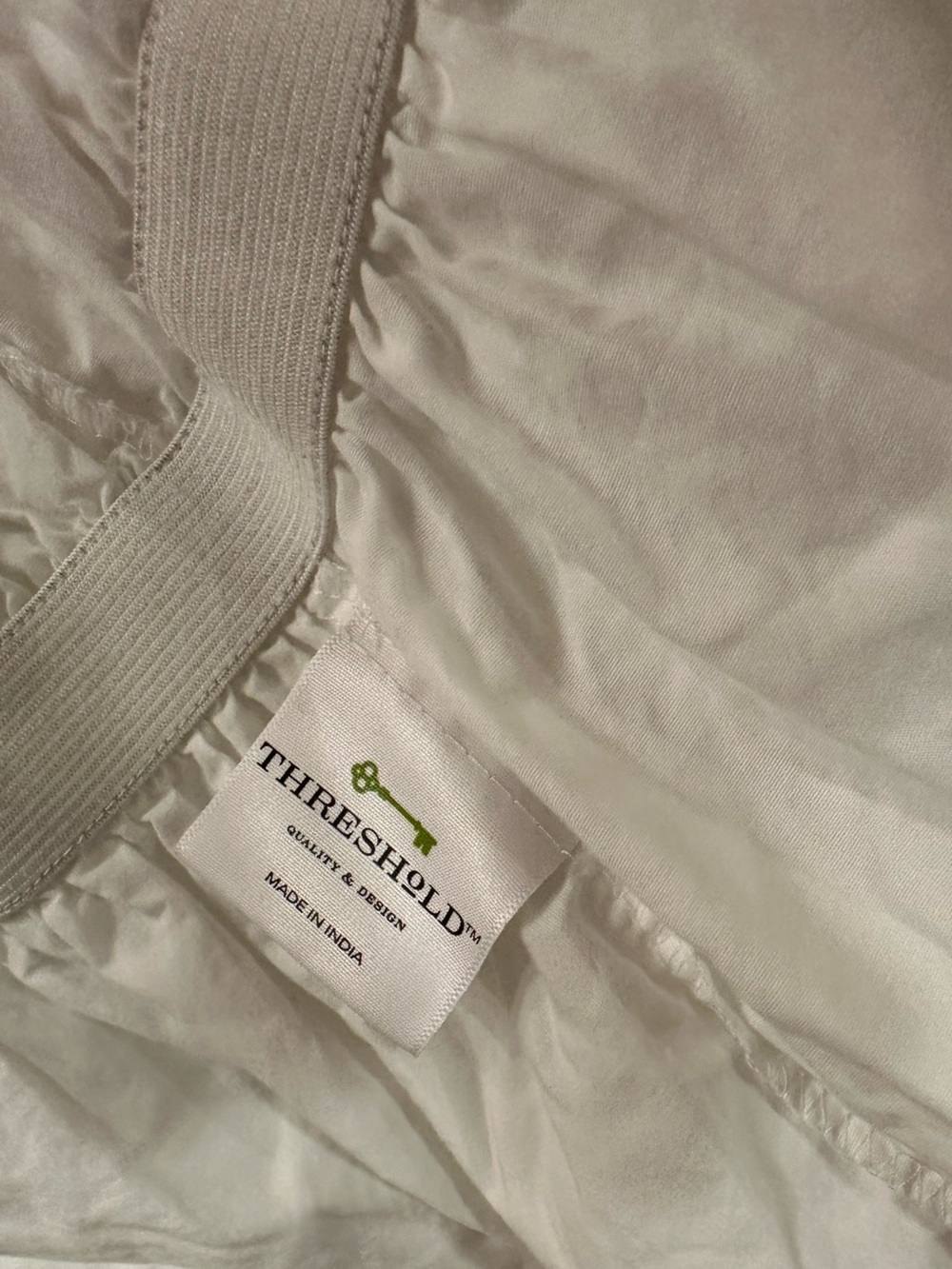 Threshold White/Tan Mattress Cover with Elastic Strap